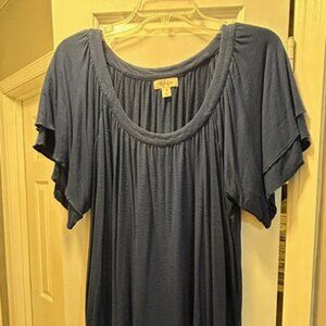 Navy loose layered sleeve top